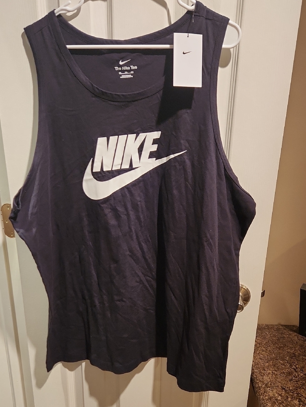 Nike Men's Black Sleeveless Tank with White Logo